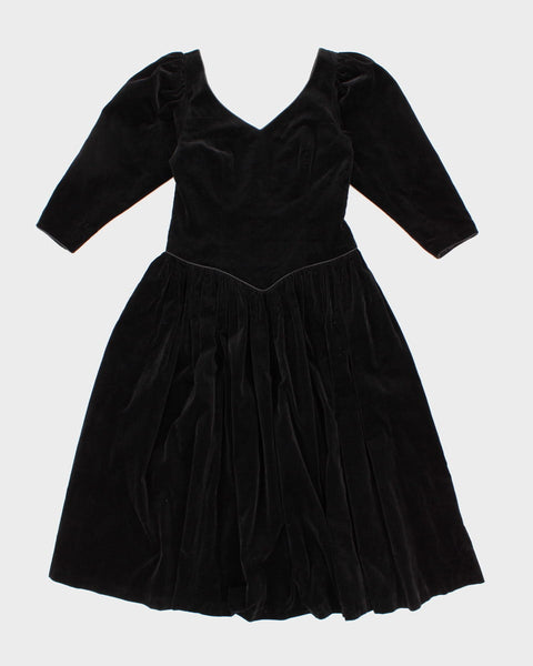 laura ashley black velvet dress Laura Ashley Vintage Black Velvet Dress Prom Dress US Size 10