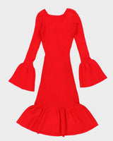 Ribbed Long Sleeve Knit Dress - S