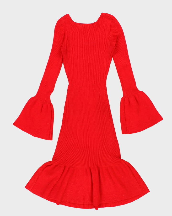 Ribbed Long Sleeve Knit Dress - S