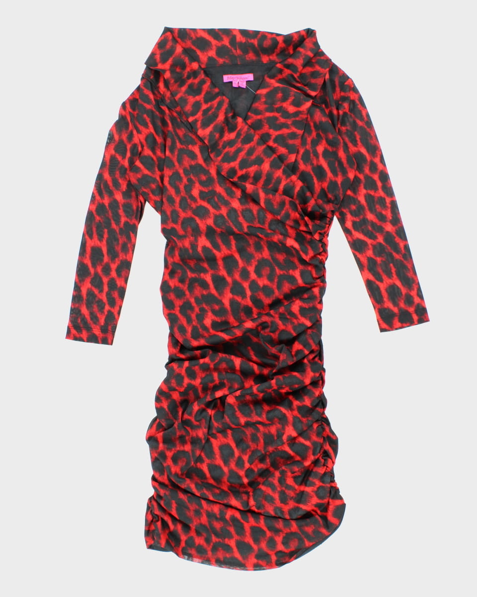 Betsey Johnson Red and Black Leopard Print Dress - L