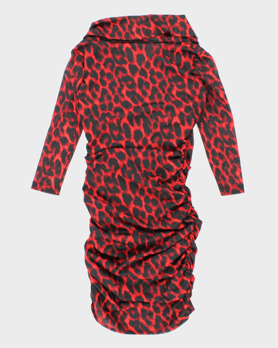 Betsey Johnson Red and Black Leopard Print Dress - L