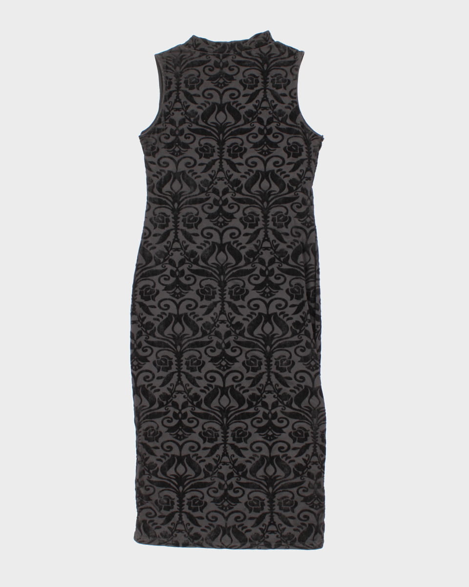 Vintage Patterned Little Black Dress - S