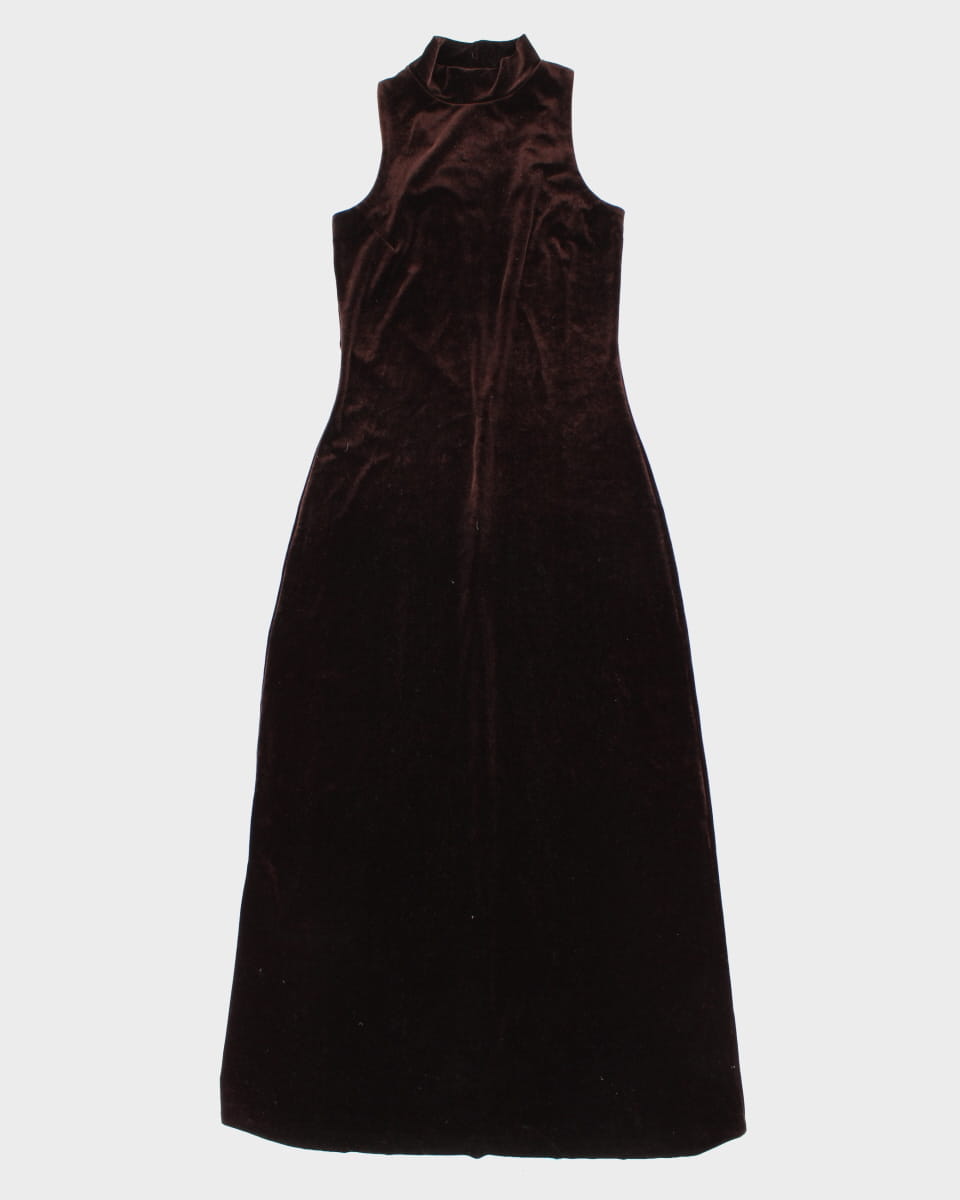 Vintage Brown Velvet Sleeveless Gown - S