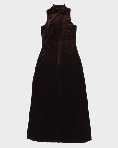 Vintage Brown Velvet Sleeveless Gown - S