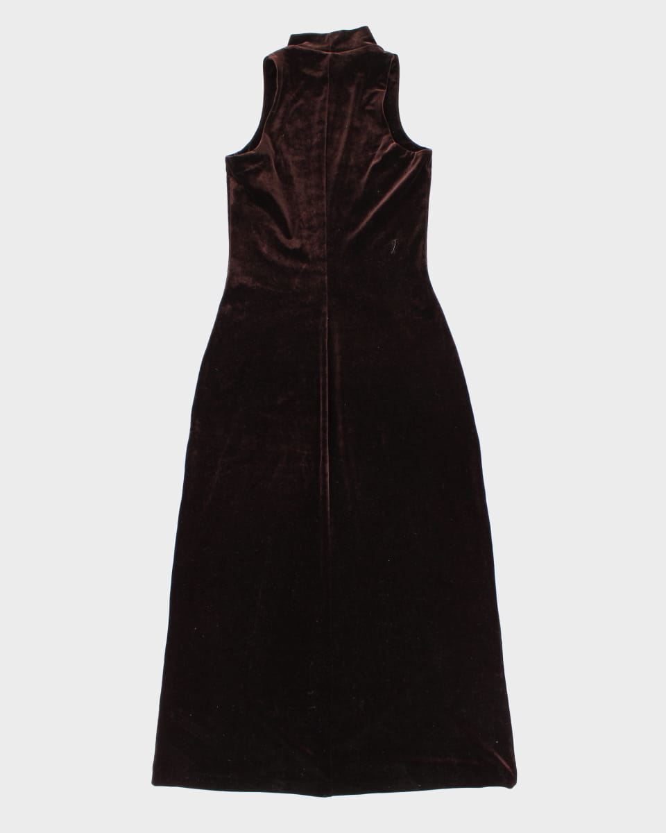 Vintage Brown Velvet Sleeveless Gown - S