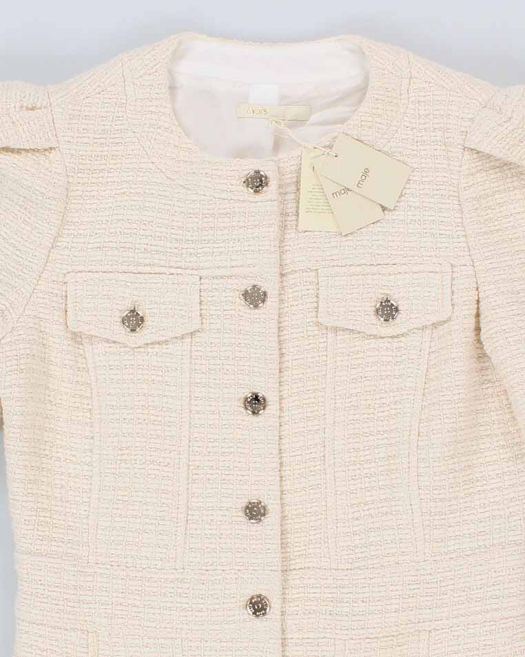Womens Maje White Button Up Suit Dress - M