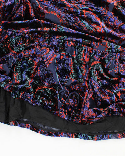 Womens Anthropologie Blue Paisley Pattern Velvet Maxi Dress - M