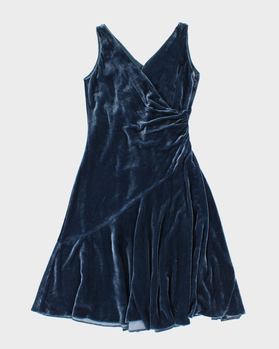 00s Ralph Lauren Blue Velvet Dress - M