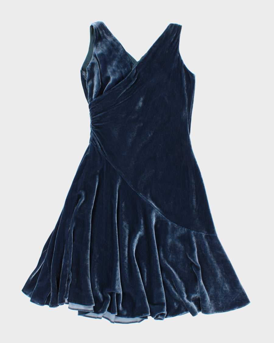 00s Ralph Lauren Blue Velvet Dress - M