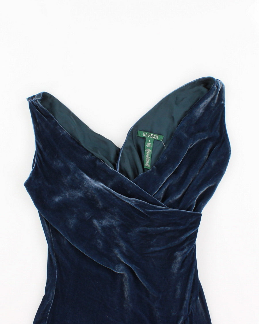 00s Ralph Lauren Blue Velvet Dress - M