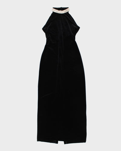 Vintage Braemar Velvet High Neck Diamante Gown - S