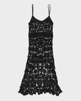 Womens Black See-Through Crochet Maxi Dress - S