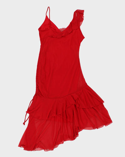 Vintage 90s Le Chateau Ruffled Mermaid Style Romantic Red Dress - M