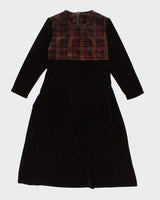 Vintage Velvet Long Sleeve Brown Maxi Dress - L/XL
