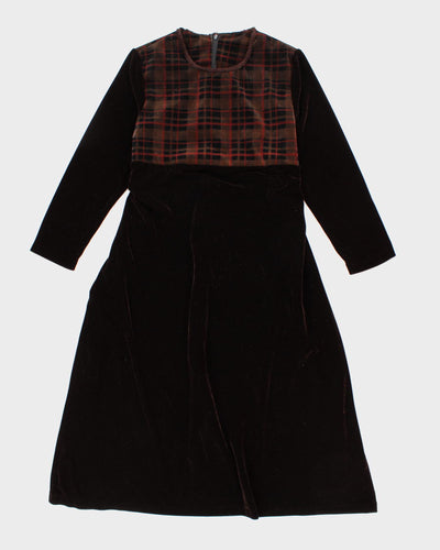 Vintage Velvet Long Sleeve Brown Maxi Dress - L/XL