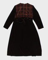 Vintage Velvet Long Sleeve Brown Maxi Dress - L/XL
