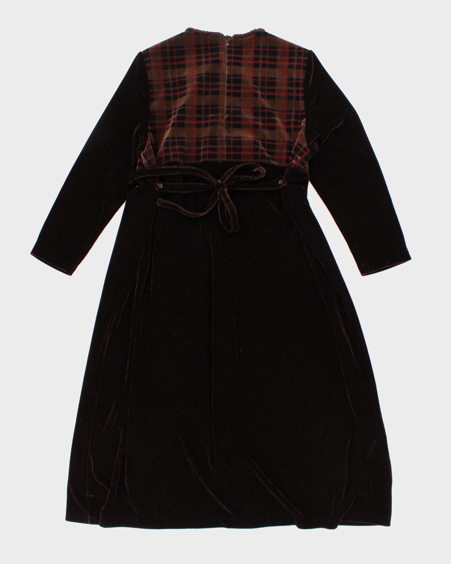 Vintage Velvet Long Sleeve Brown Maxi Dress - L/XL