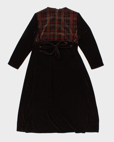 Vintage Velvet Long Sleeve Brown Maxi Dress - L/XL