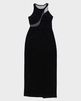 Women's Vintage Dark Navy Velvet Evening Dress - M