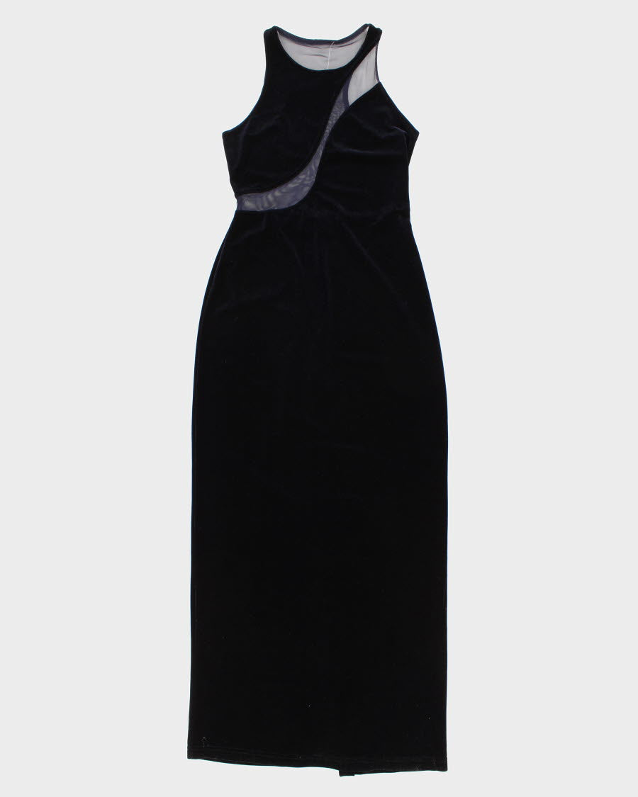 Women's Vintage Dark Navy Velvet Evening Dress - M