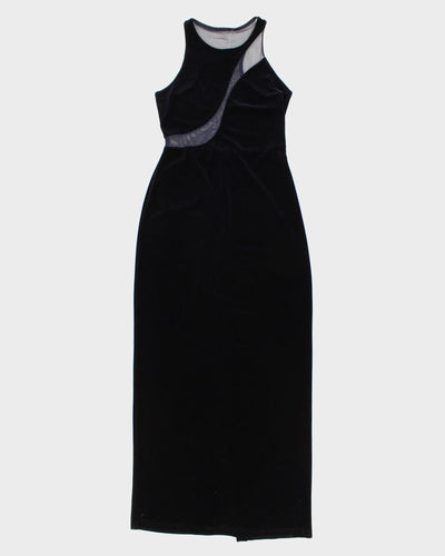 Women's Vintage Dark Navy Velvet Evening Dress - M
