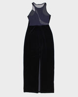 Women's Vintage Dark Navy Velvet Evening Dress - M