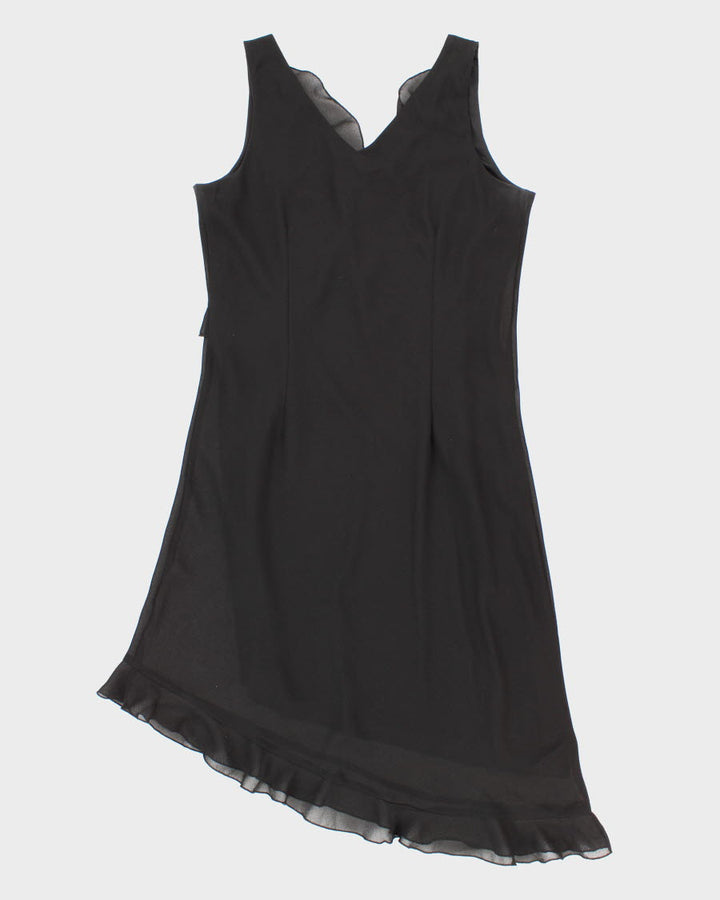 Vintage 90s Jessica Black Ruffled Romantic Mesh Dress - L