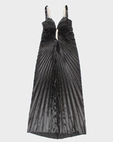 Vintage 90s Pleated Sequined Glam Party Dress - S