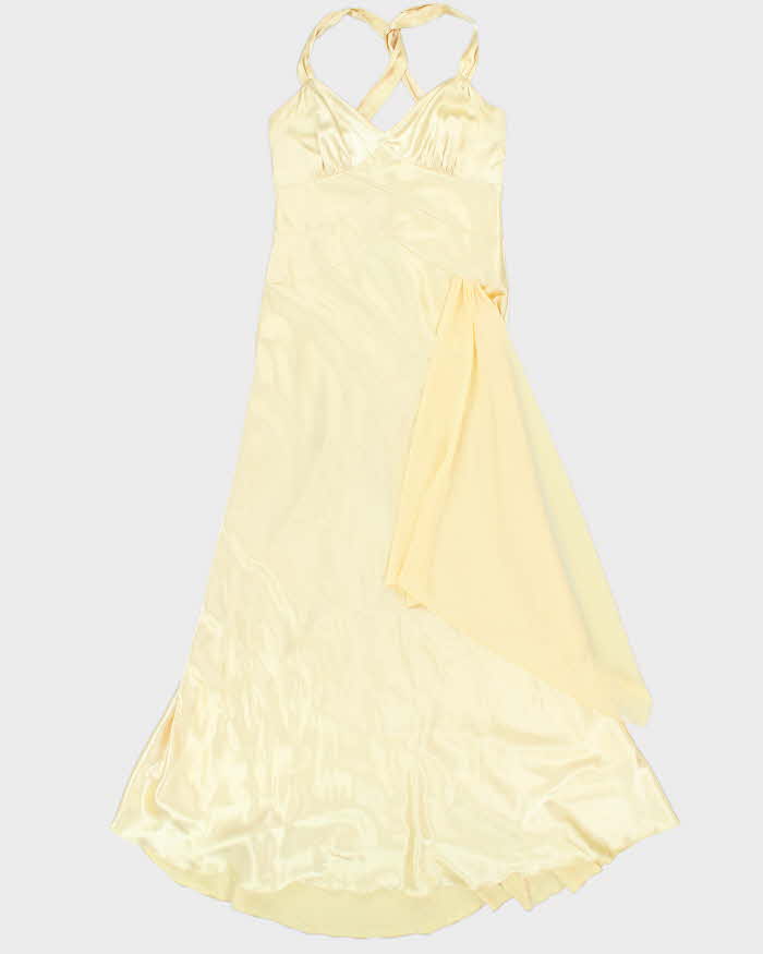 Vintage 90s Le Chateau Darling Yellow Satin Gown - M