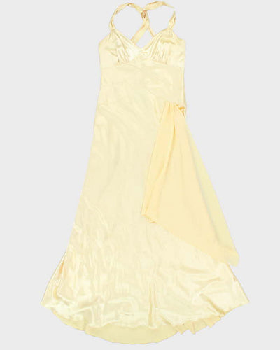 Vintage 90s Le Chateau Darling Yellow Satin Gown - M