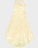 Vintage 90s Le Chateau Darling Yellow Satin Gown - M