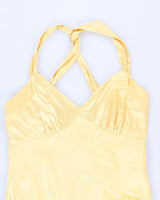 Vintage 90s Le Chateau Darling Yellow Satin Gown - M