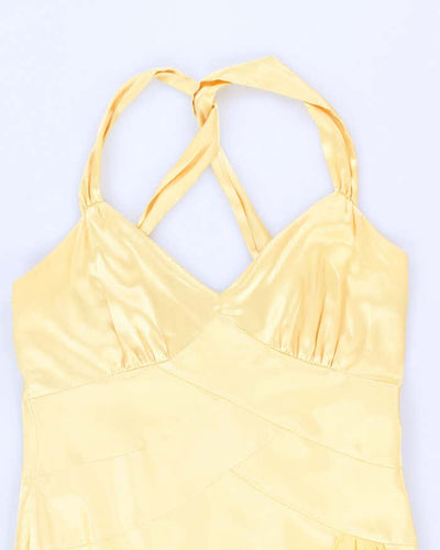 Vintage 90s Le Chateau Darling Yellow Satin Gown - M