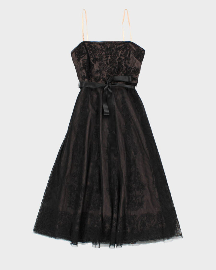 00s BCBG MaxAzria Mesh Embroidered Ribbon Belted Midi Dress - XS Rokit 00s BCBG MaxAzria Mesh Embroidered Ribbon Belted Midi Dress - XS Rokit