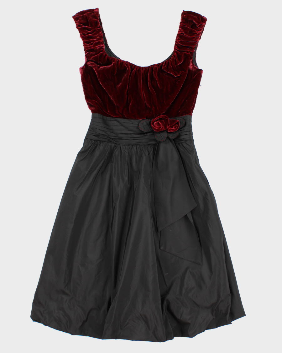 00s BCBG MaxAzria Velvet And Silk Skater Style Dress - S