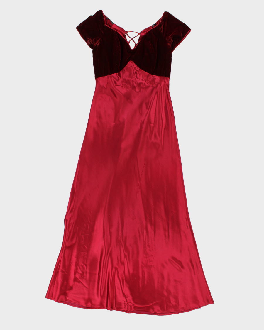 Vintage 80s Midnight Glo Velvet And Satin Maxi Dress - S