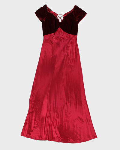 Vintage 80s Midnight Glo Velvet And Satin Maxi Dress - S