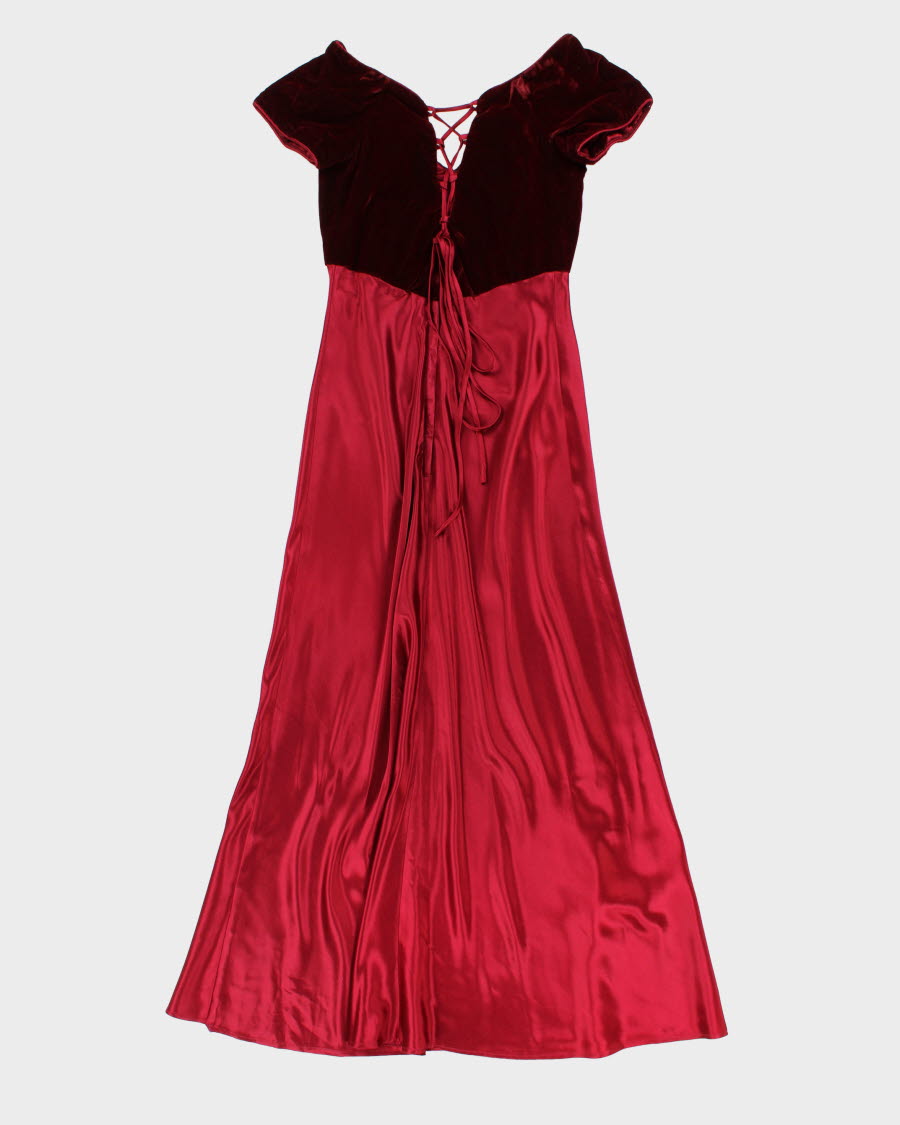 Vintage 80s Midnight Glo Velvet And Satin Maxi Dress - S