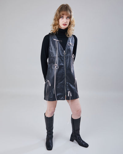 Rokit Originals Wilow Reworked Leather Bow Dress - S