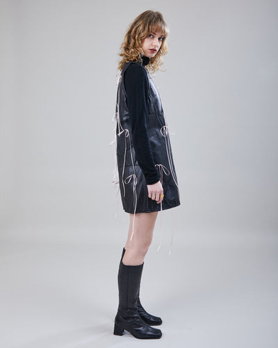 Rokit Originals Wilow Reworked Leather Bow Dress - S
