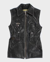 Vintage Women's Black Leather Dress - M