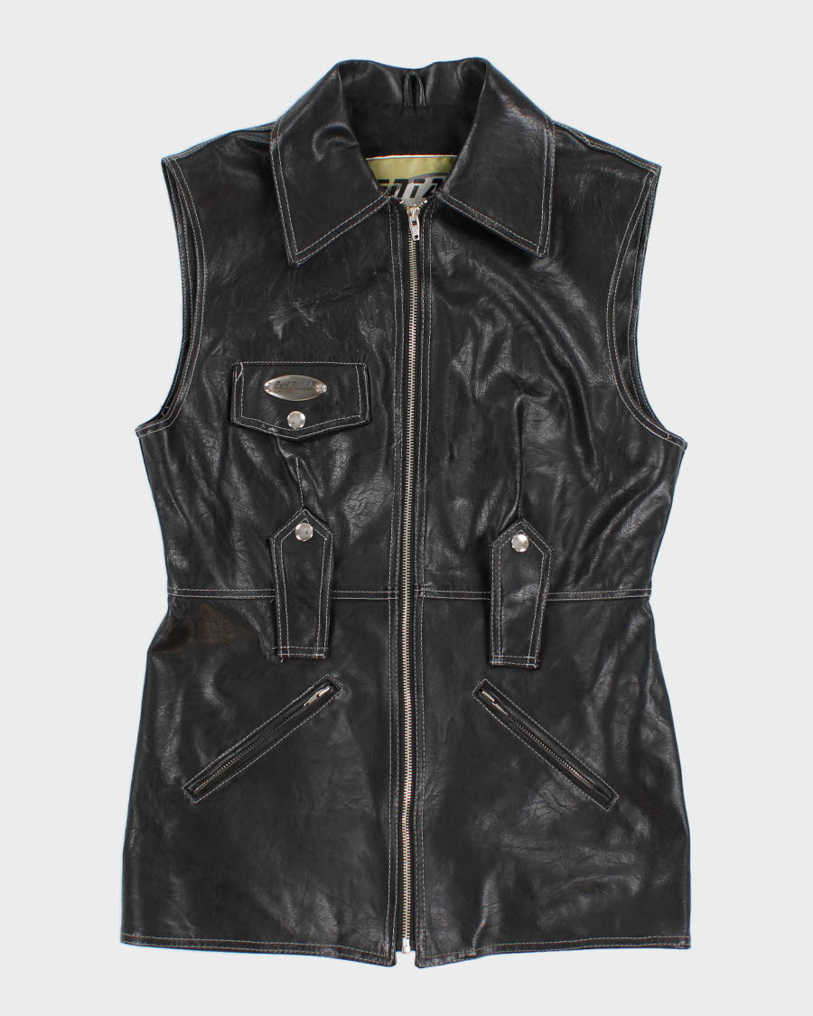 Vintage Women's Black Leather Dress - M