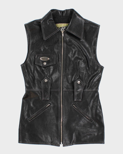 Vintage Women's Black Leather Dress - M