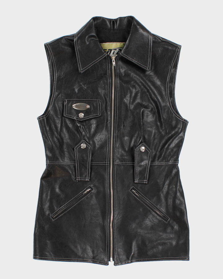 Vintage Women's Black Leather Dress - M