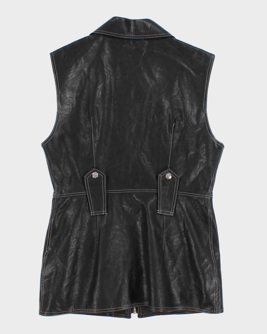 Vintage Women's Black Leather Dress - M