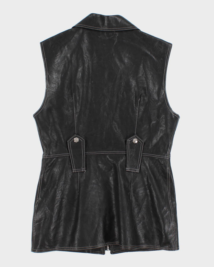 Vintage Women's Black Leather Dress - M