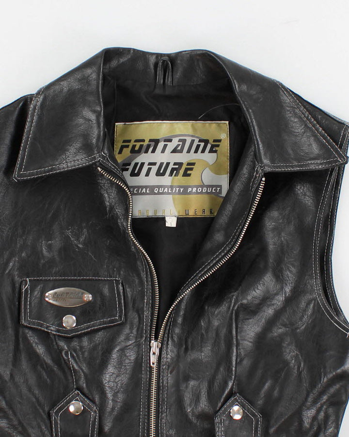 Vintage Women's Black Leather Dress - M