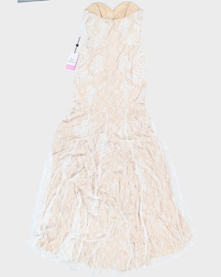 Women's Jovani White Beaded Strapless Evening Dress - XS