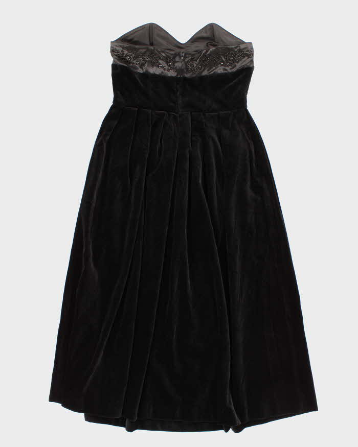 Vintage 80s Laura Ashley Velvet Beaded Strapless Dress - M