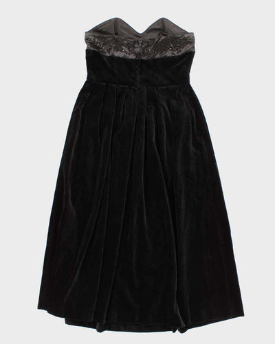 Vintage 80s Laura Ashley Velvet Beaded Strapless Dress - M